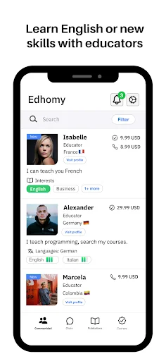 Edhomy Platform ডাউনলোড করুন – অভিজ্ঞ শিক্ষকদের সাথে ভাষা শিখুন - Screenshot 1