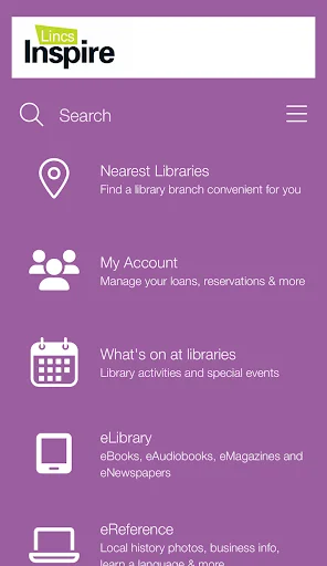 Lincs Inspire Libraries ডাউনলোড করুন – অ্যান্ড্রয়েডে লাইব্রেরি সুবিধা - Screenshot 1